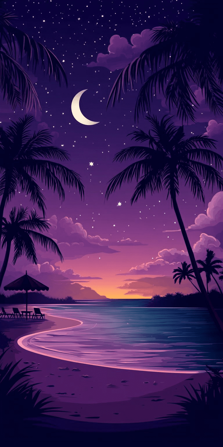 Night Beach — Tickmeek premium background theme